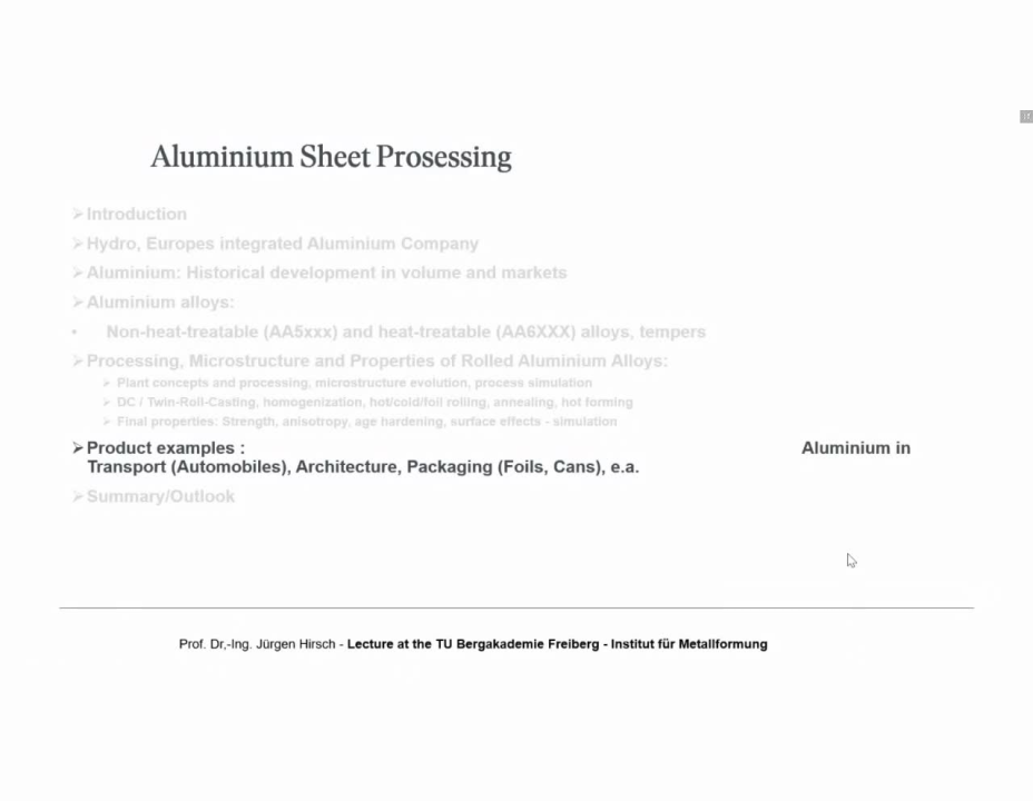 Aluminium - special lecture by Prof. Hirsch 1