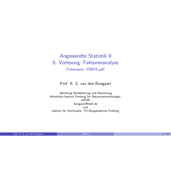SS2020 Angewandte Statistik II Vorlesung 6 Faktorenanalyse