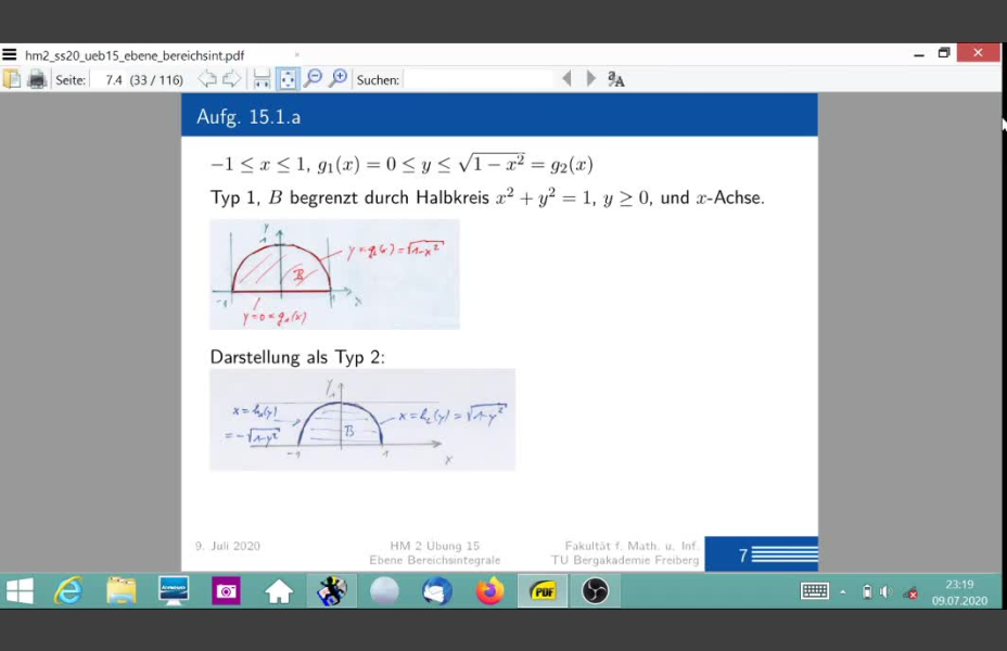 Höhere Mathematik für Ingenieure - Übung 15, Theorie Teil 2 (Ebene Bereichsintegrale-Variablentransf.)
