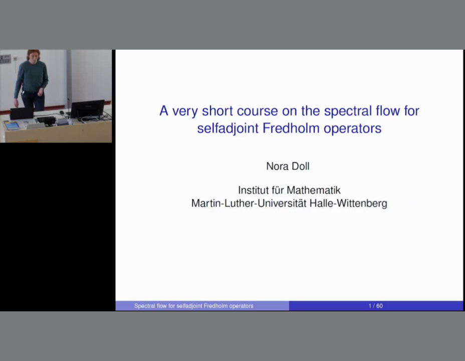 Lecture 1 Spectral flow for selfadjoint Fredholm operators
