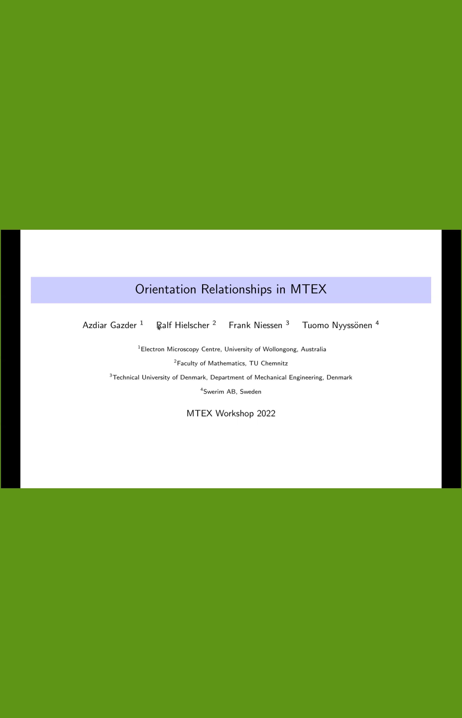 Orientation Relationships, Ralf Hielscher, MTEX Workshop 2022