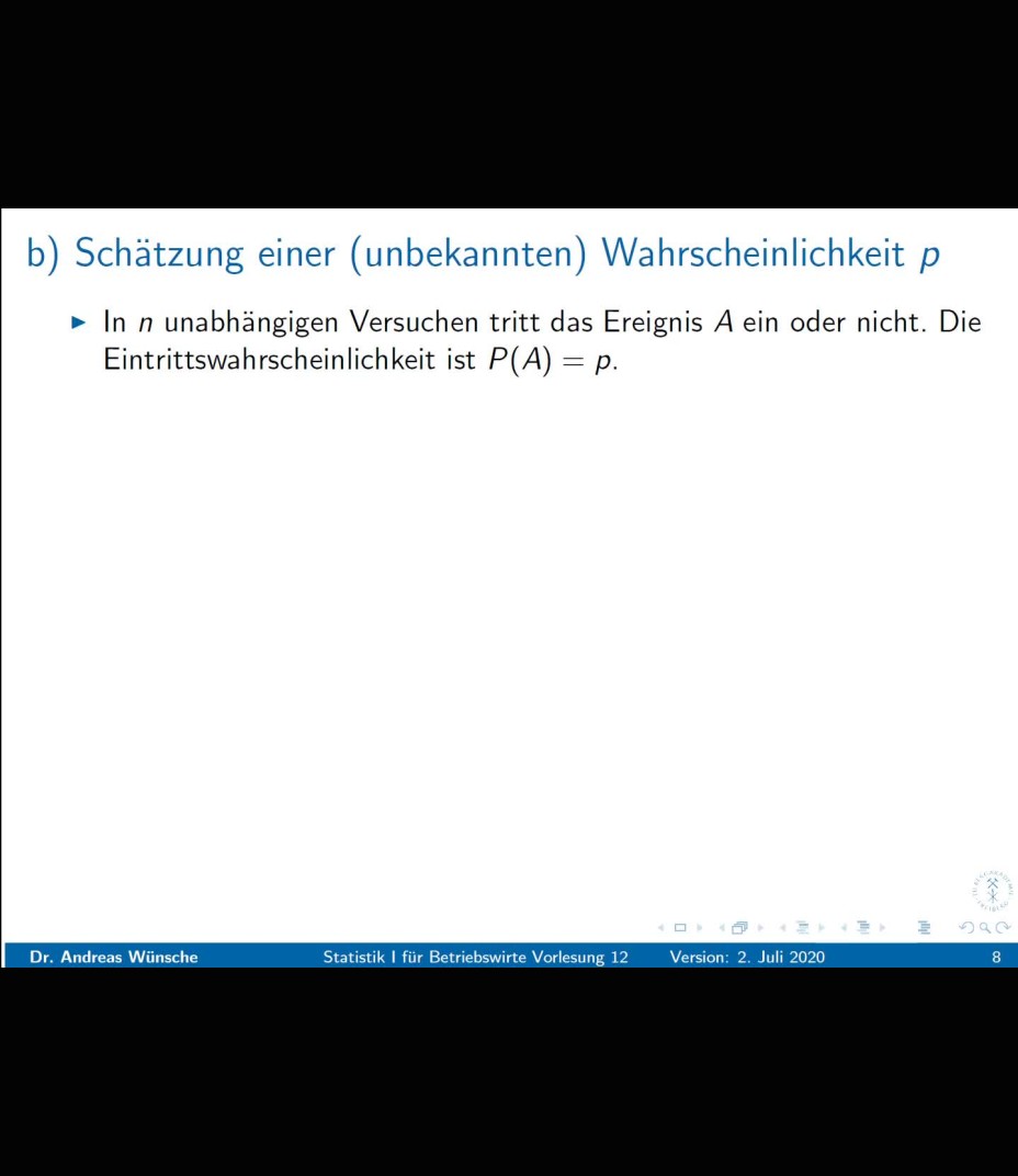 Statistik 1: Vorlesung 12 Clip 2 Schätzung weiterer Parameter