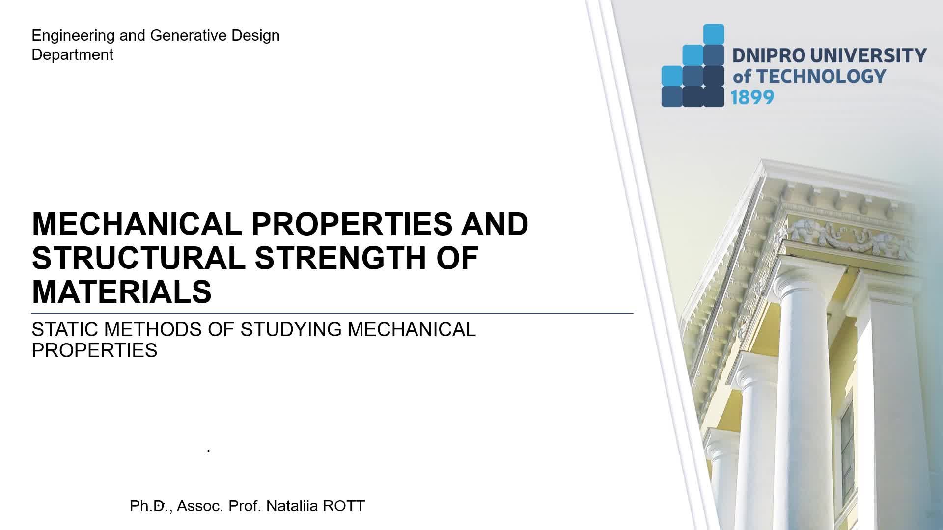 Static methods of studying mechanical properties