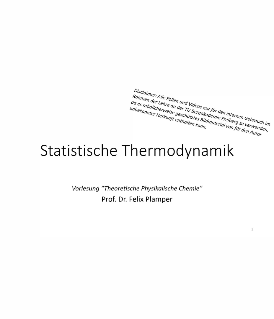 11. Vorlesung Theoretische Physikalische Chemie