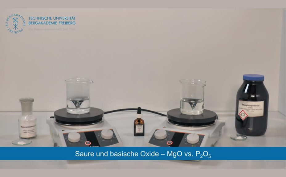 Saure und basische Oxide – MgO vs. P2O5 - Experiment