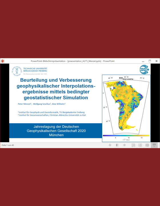 DGG-Vortrag:  Beurteilung geophysikalischer Interpolationsergebnisse mittels bedingter geostatistischer Simulation