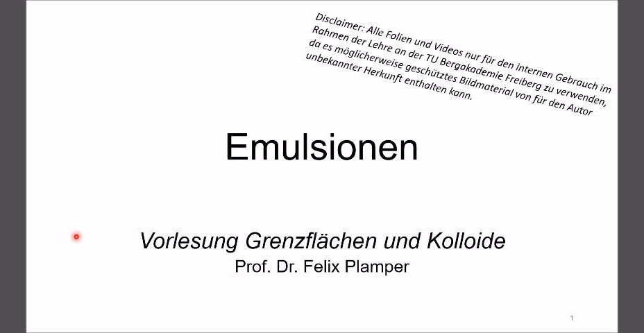 7. Vorlesung Grenzflächen und Kolloide