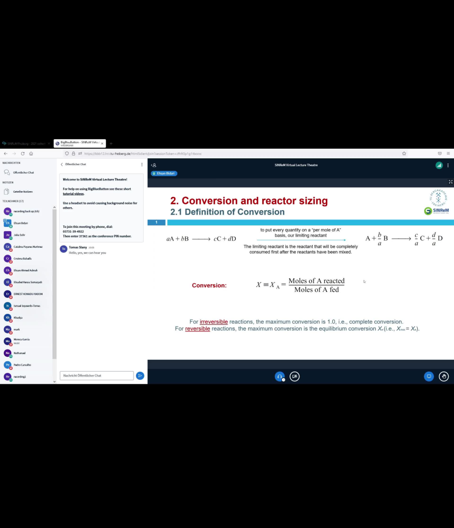 SINReM summer 2022 - lecture - reaction engineering II