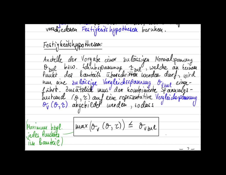 TM-B-I - Vorlesung 11: Festigkeitshypothesen - Teil 2/3 (SS2021)