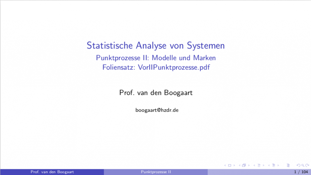 SS2020 Punktprozesse II, Statistische Analyse von Systemen