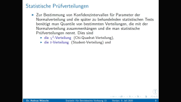 thumbnail of medium Statistik 1: Vorlesung 13 Clip 2 Statistische Prüfverteilungen
