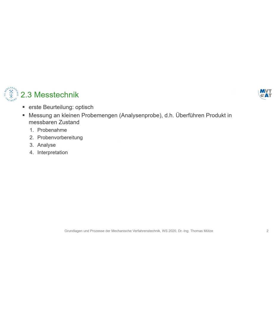 MVT 1: Probenvorbereitung